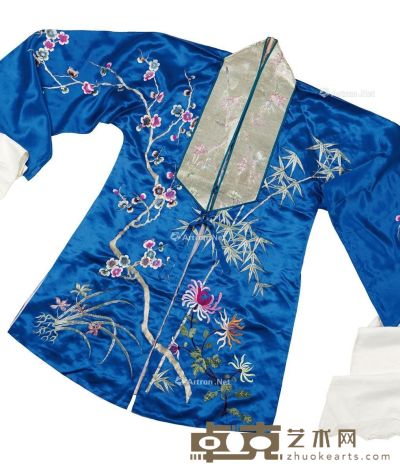 张充和 设计并使用 昆曲旦角戏服蓝披戏服 （一件） 戏服 衣长98cm