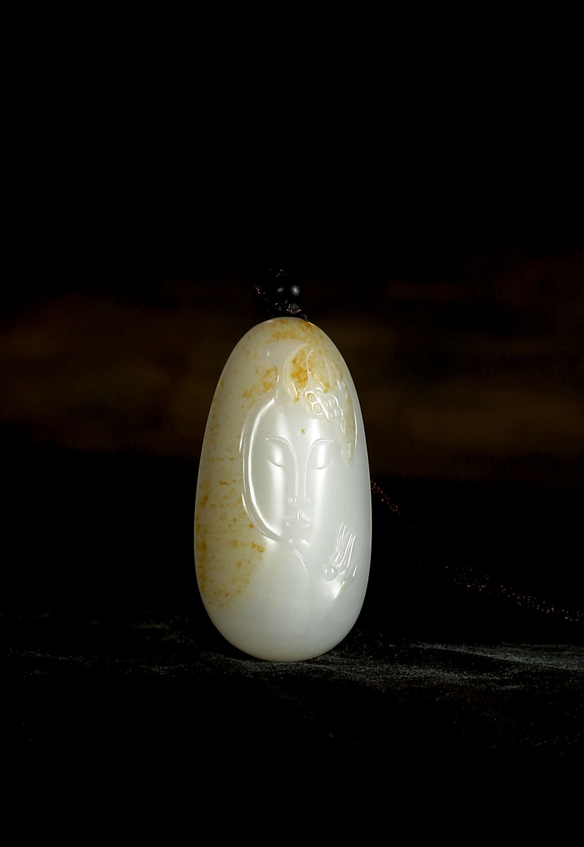 lot:2017 叶清 花开见佛 白玉挂件图片