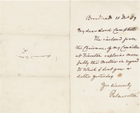 巴麦尊 1859年12月25日作 致大法官约翰?坎贝尔亲笔信 信笺 一张一页 （附证书）