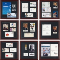 萨马兰奇 1980至2005年作 致方鸿等信札、签名照、有关北京奥运会各类纪念品九种 镜框 九枚