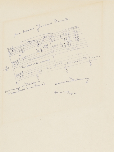 德彪西 1914年3月作 《牧神午后前奏曲》亲笔书写谱 文稿 一张一页 （附证书）
