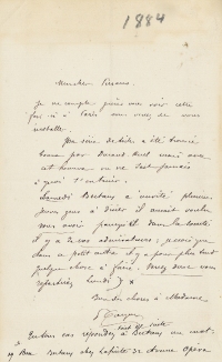 高更 约1884年作 致毕沙罗重要亲笔信 信笺 一张一页 （附证书）
