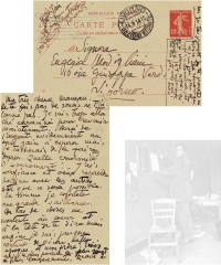 莫迪利亚尼 1914年9月14日作 致母亲罕见家书 明信片 一张二页 （附证书）