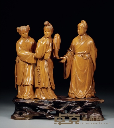 民国·黄杨木雕西厢记人物摆件 高：18.5cm