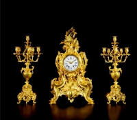 洛可可铜鎏金三件套钟