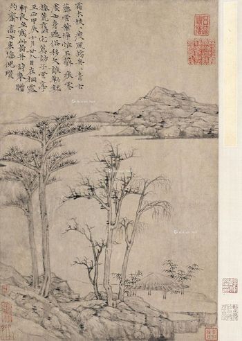 倪瓒 桐露轩为约斋写山水轴