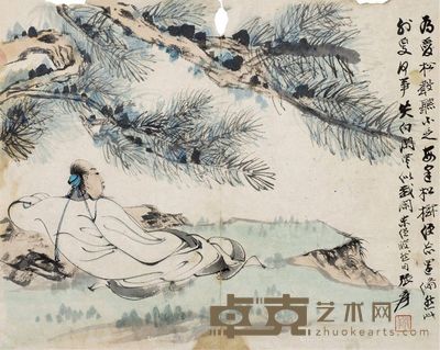 张大千 高士听松图 24×30cm