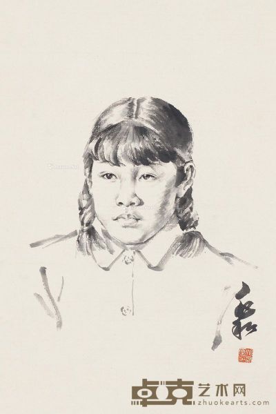 蒋兆和 人物肖像 33.5×49.5cm