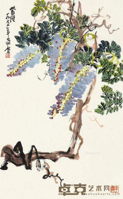 曹简楼 紫绶图 97×60cm