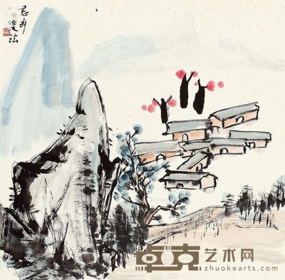钱君匋 村居 68×68cm