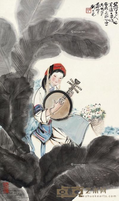 刘旦宅 芭蕉仕女 88×52cm