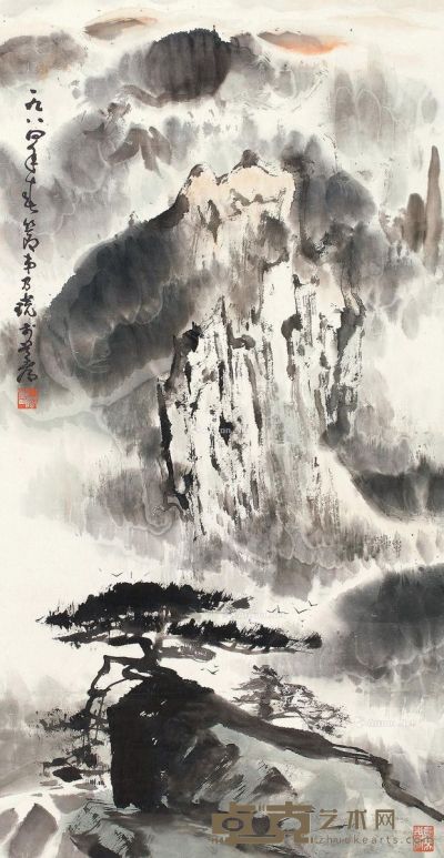 郑乃珖 松瀑图 108×56cm