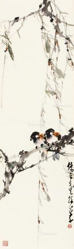 赵少昂 双雀