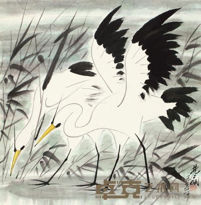 林风眠 双鹭 69×69cm