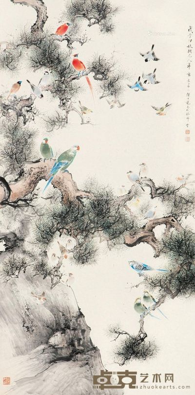 颜伯龙 元人笔意图 134×67cm