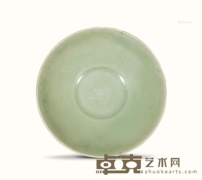 南宋 龙泉窑 梅子青釉菊瓣纹浅碗 口径15.8cm
