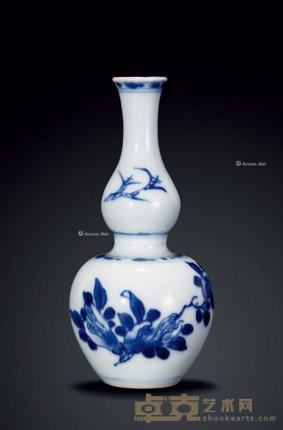 清代 康熙 青花佛手纹小葫芦瓶 高11.5cm