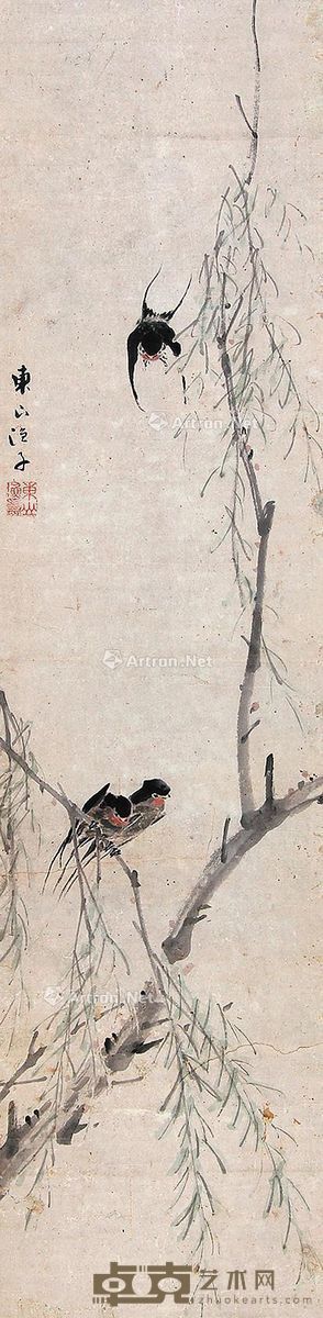 林嘉 柳燕图 127×31cm