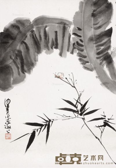 陈佩秋 蕉竹草虫 46×32cm