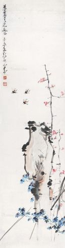 赵少昂 秋菊招蜂图