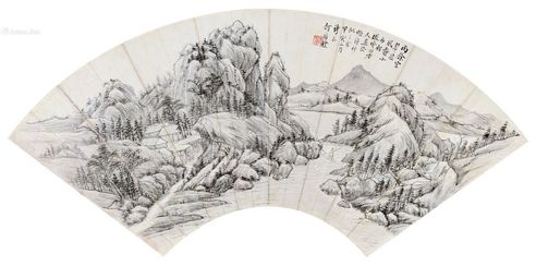 何维朴 雨后轻舟扇面