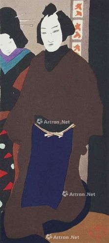 竹久梦二 文乐人形 木板 版画