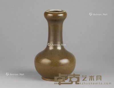 清代 茶叶末釉蒜头瓶 高19.5cm