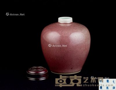 民国 豇豆红釉盖罐 高12.7cm