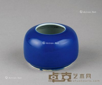 清代 霁蓝釉小水盂 直径6.4cm；高4.1cm