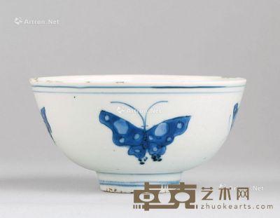 清早期 青花蝶纹碗 直径13.5cm；高7cm