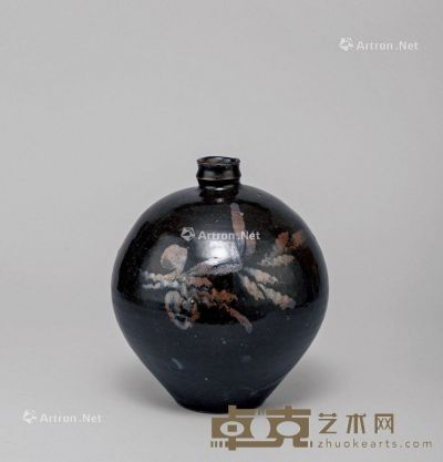 宋代 黑釉铁锈花嘟噜瓶 高23.8cm