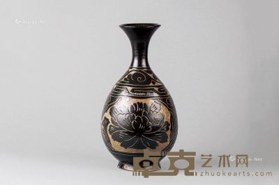 金代 磁州窑刻牡丹纹玉壶春瓶 高29.3cm