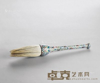清代 铜掐丝珐琅缠枝花卉纹毛笔 长37cm