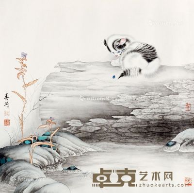 米春茂 猫戏图 65×65cm