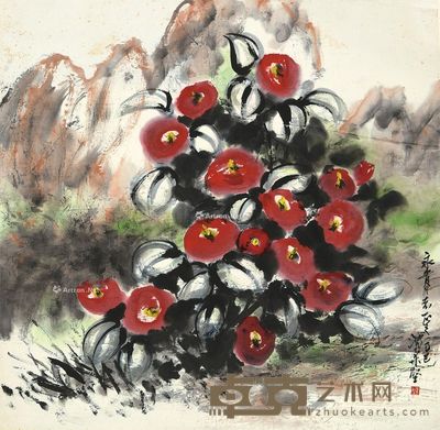 沈柔坚 牵牛花开 69×69cm