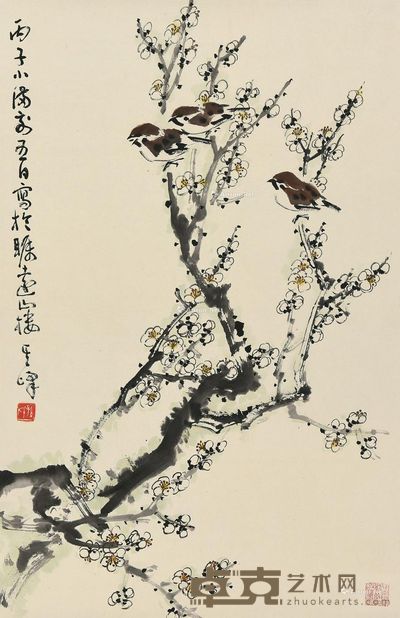 孙其峰 梅花小鸟 68×44.5cm