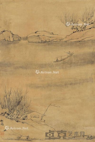 程嘉燧 渡江图 61×40.5cm