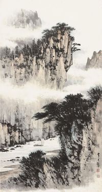 黄君璧 峡江归帆