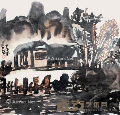 姜国华 山水 68×68cm