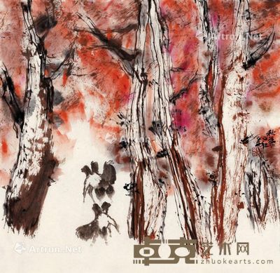 郭正英 秋叶正红 68×68cm