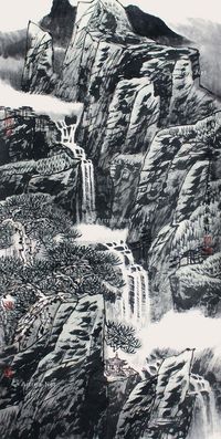 张廷禄 松山观瀑图