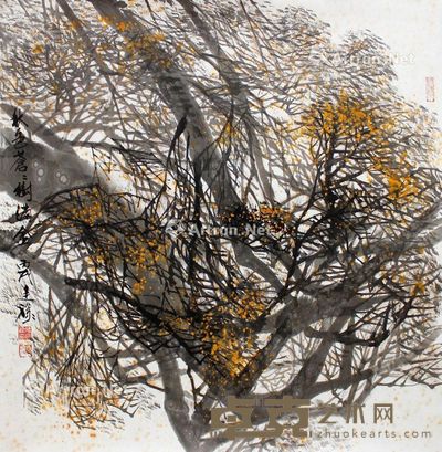 张廷禄 秋色苍苍树满金 68×68cm