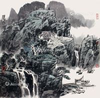 张廷禄 春山鸣泉图