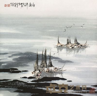 杜应强 海边 68×68cm