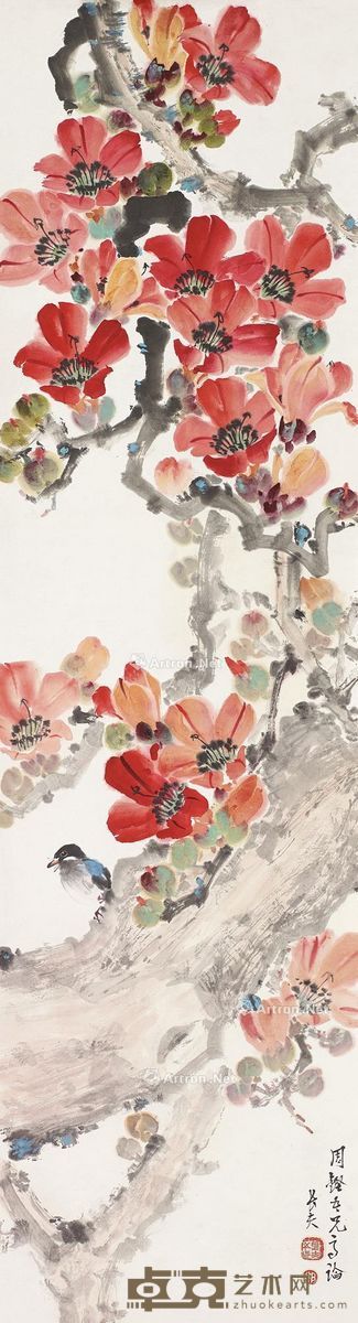 邓长夫 红棉图 130×35.5cm