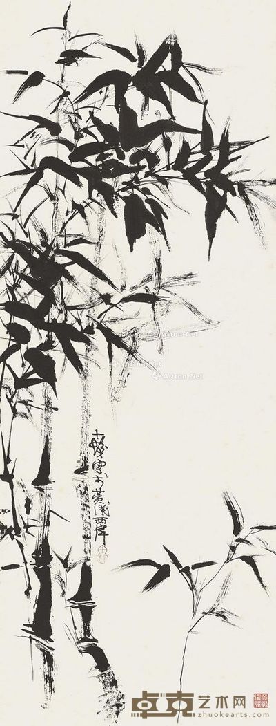 程十发 清竹 93×35cm