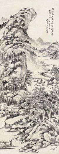 奚冈 山水