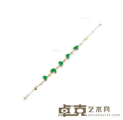 天然翡翠配钻石手链 长18.5cm