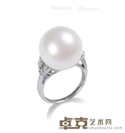 白珍珠配钻石戒指 --
