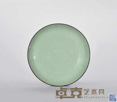 清乾隆 酱釉口豆青釉盘 直径27cm